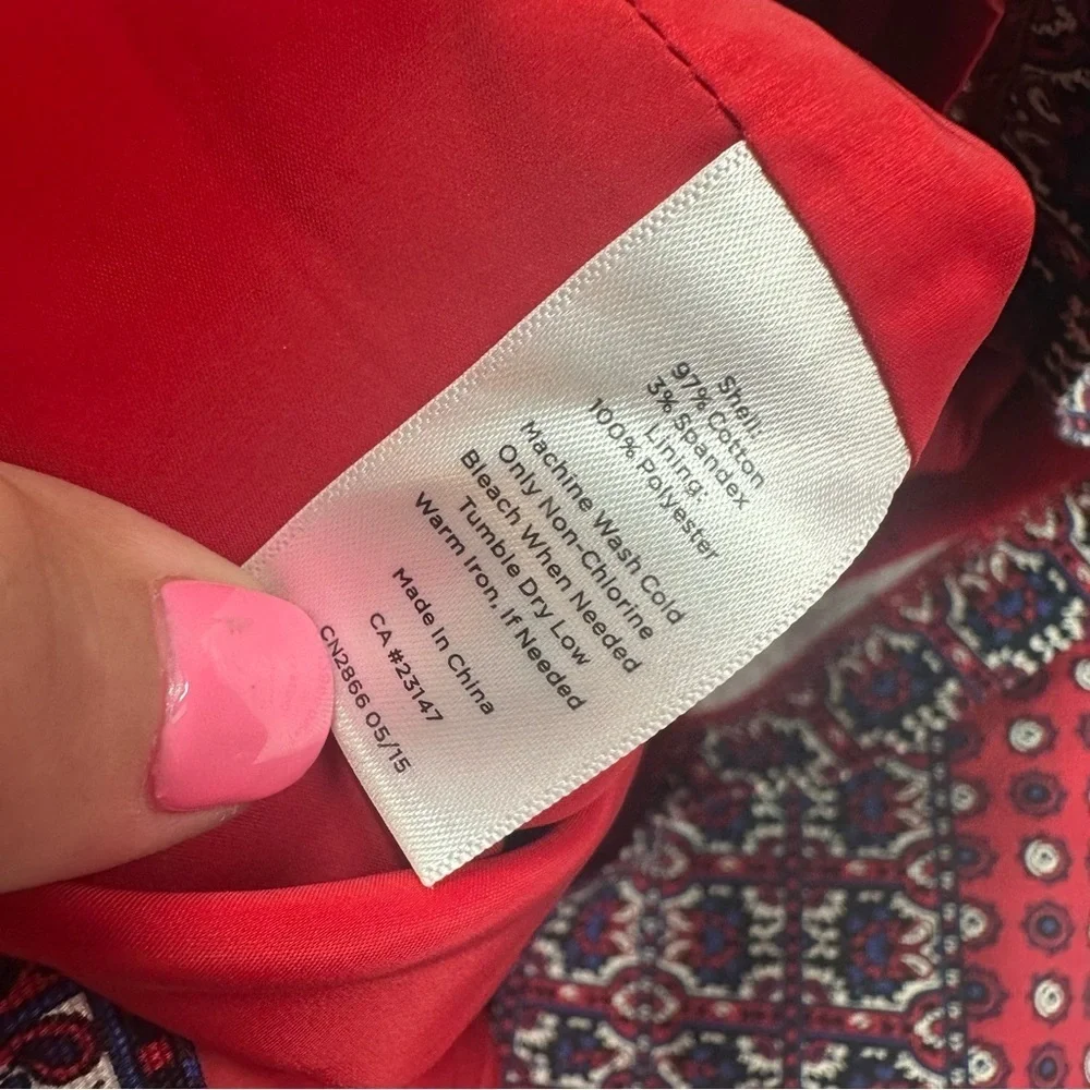 Talbots Red Blue Pencil Skirt sz 10 boho western classic casual office